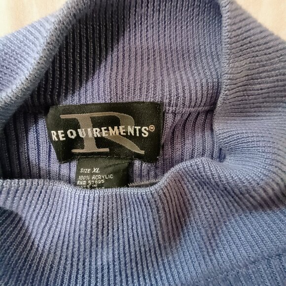 GUC: Requirements Sze. XL Blue Ribbed Mock Neck Sweater - Picture 3 of 5